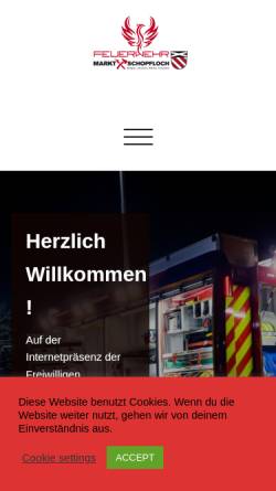 Vorschau der mobilen Webseite ff-schopfloch.de, Freiwillige Feuerwehr Markt Schopfloch