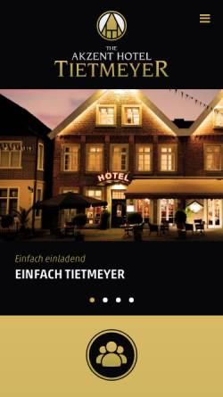 Vorschau der mobilen Webseite www.tietmeyer.de, Hotel Restaurant Zum Rathaus - Tietmeyer