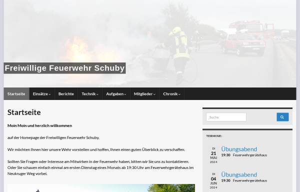 Vorschau von www.feuerwehr-schuby.de, Freiwillige Feuerwehr Schuby