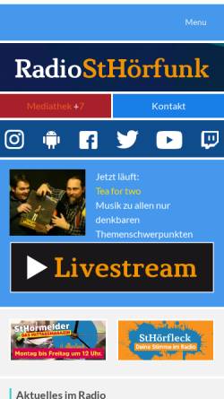 Vorschau der mobilen Webseite www.sthoerfunk.de, Radio StHörfunk