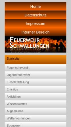 Vorschau der mobilen Webseite www.feuerwehr-schwallungen.de, Freiwillige Feuerwehr Schwallungen