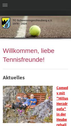 Vorschau der mobilen Webseite tc-schwenningen.de, Tennisclub Schwenningen e.V.