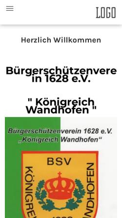 Vorschau der mobilen Webseite bsv-wandhofen.de, Bürgerschützenverein 1628 e.V. Königreich Wandhofen