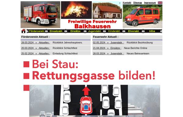 Vorschau von www.ff-balkhausen.de, Freiwillige Feuerwehr Balkhausen