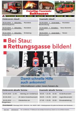 Vorschau der mobilen Webseite www.ff-balkhausen.de, Freiwillige Feuerwehr Balkhausen