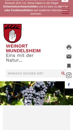 Vorschau der mobilen Webseite www.mundelsheim.de, Gemeinde Mundelsheim