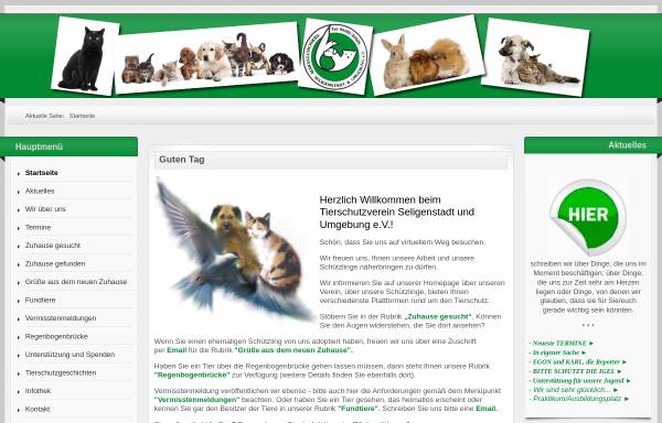 Vorschau von www.tsvseligenstadt.de, Tierschutzverein Seligenstadt