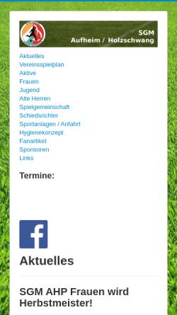 Vorschau der mobilen Webseite sgm-aufheim-holzschwang.de, Sportverein Aufheim e. V.