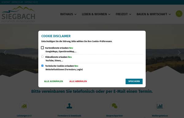 Vorschau von www.siegbach.de, Gemeinde Siegbach