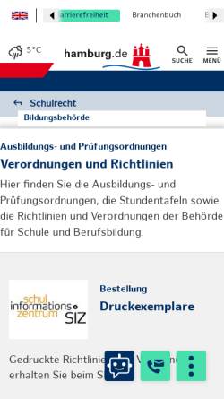 Vorschau der mobilen Webseite www.hamburg.de, Hamburg: Verordnungen und Richtlinien