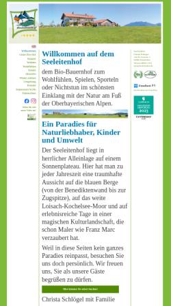 Vorschau der mobilen Webseite www.seeleitenhof.de, Biobauernhof Familie Schlögel