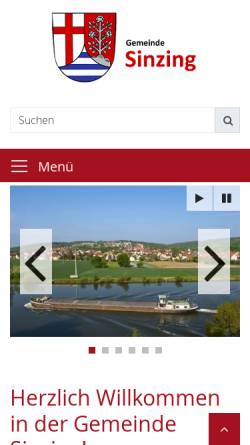 Vorschau der mobilen Webseite www.sinzing.de, Gemeinde Sinzing