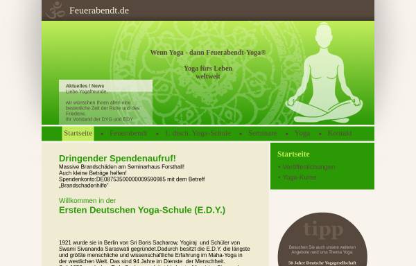 Vorschau von www.feuerabendt.de, Erste Deutsche Yoga-Schule