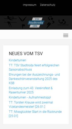 Vorschau der mobilen Webseite www.tsv-stadtroda.de, TSV Stadtroda 1890 e.V.