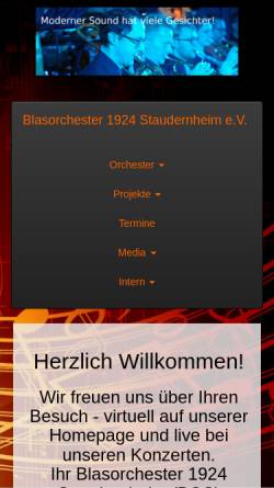 Vorschau der mobilen Webseite www.blasorchester-staudernheim.de, Blasorchester 1924 Staudernheim e.V.