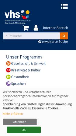 Vorschau der mobilen Webseite www.biosphaerenvolkshochschule.de, Volkshochschule Münsingen
