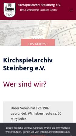 Vorschau der mobilen Webseite www.kirchspielarchiv-steinberg.de, Kirchspielarchiv Steinberg e.V.