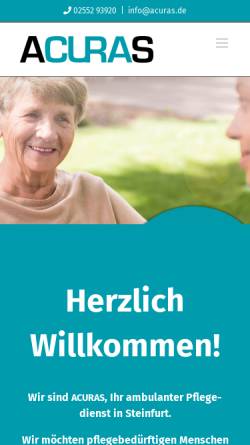 Vorschau der mobilen Webseite www.acuras.de, Acuras - Ambulante Krankenpflege Steinfurt