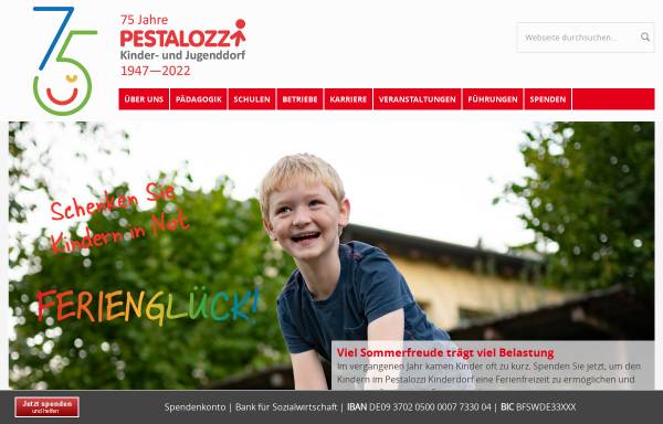 Vorschau von www.pestalozzi-kinderdorf.de, Pestalozzi Kinder- und Jugenddorf e.V.