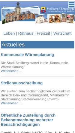 Vorschau der mobilen Webseite www.stollberg-erzgebirge.de, Kreisstadt Stollberg