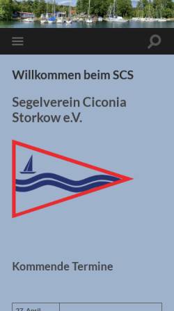 Vorschau der mobilen Webseite www.scs-storkow.de, Segelverein Ciconia Storkow e.V.