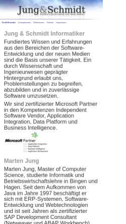 Vorschau der mobilen Webseite www.jung-schmidt.de, Jung und Schmidt, Softwareentwicklung und Neue Medien