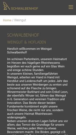 Vorschau der mobilen Webseite www.weingut-schwalbenhof.de, Gutsschänke und Weingut Schwalbenhof