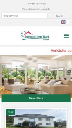 Vorschau der mobilen Webseite www.immobilien-bart.de, Immobilien Bart