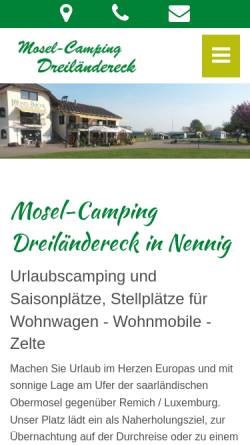Vorschau der mobilen Webseite mosel-camping.de, Mosel-Camping Dreiländereck Familie Ollinger Nennig