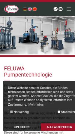 Vorschau der mobilen Webseite www.feluwa.de, Feluwa Pumpen GmbH