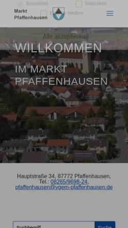 Vorschau der mobilen Webseite marktpfaffenhausen.de, Markt Pfaffenhausen