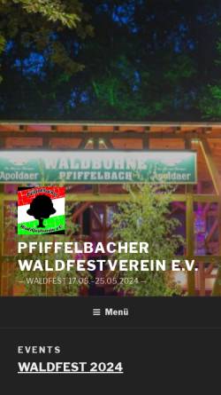 Vorschau der mobilen Webseite waldfestverein.de, Waldfestverein Pfiffelbach e.V.