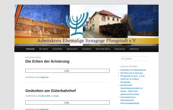 Vorschau von www.synagoge-pfungstadt.de, Verein Ehemalige Synagoge Pfungstadt e.V.