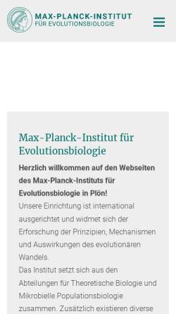 Vorschau der mobilen Webseite www.evolbio.mpg.de, Max-Planck-Institut für Limnologie