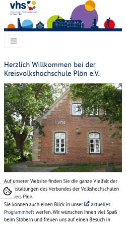 Vorschau der mobilen Webseite kvhs-ploen.de, Volkshochschule Plön e.V.