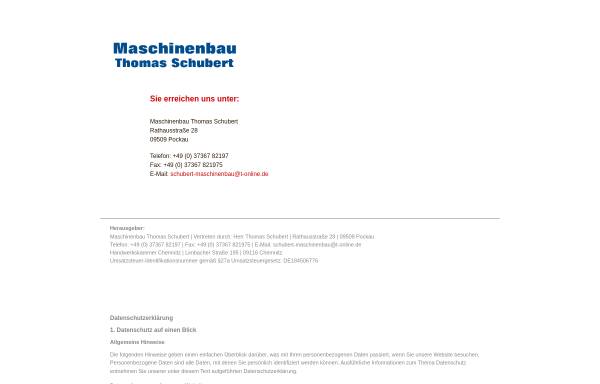 Vorschau von www.schubert-maschinenbau.de, Maschinenbau Thomas Schubert