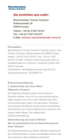 Vorschau der mobilen Webseite www.schubert-maschinenbau.de, Maschinenbau Thomas Schubert