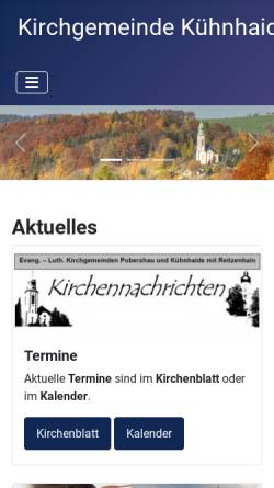 Vorschau der mobilen Webseite www.kirche-pobershau.de, Evangelisch-lutherische Kirchgemeinde Pobershau