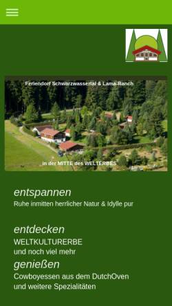 Vorschau der mobilen Webseite www.feriendorf-pobershau.de, Feriendorf Schwarzwassertal