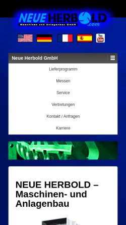 Vorschau der mobilen Webseite neue-herbold.com, Neue Herbold Maschinen- und Anlagenbau GmbH