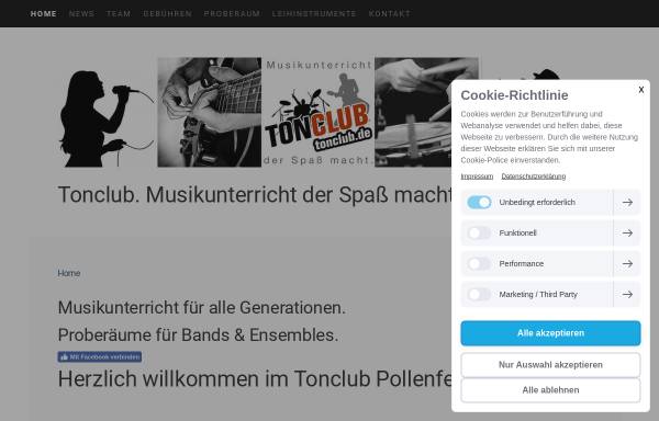 Vorschau von tonclub.de, Privater Musikunterricht Tonclub