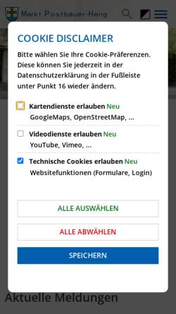 Vorschau der mobilen Webseite www.postbauer-heng.de, Postbauer-Heng