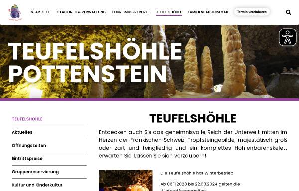 Vorschau von www.teufelshoehle.de, Teufelshöhle Pottenstein