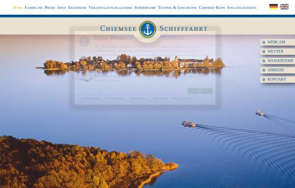 Vorschau von www.chiemsee-schifffahrt.de, Chiemsee-Schifffahrt
