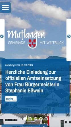 Vorschau der mobilen Webseite www.mutlangen.de, Gemeinde Mutlangen