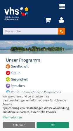 Vorschau der mobilen Webseite www.vhs-prien.de, Volkshochschule Chiemsee e.V.
