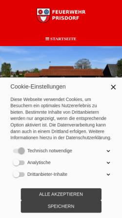 Vorschau der mobilen Webseite www.feuerwehr-prisdorf.de, Freiwillige Feuerwehr Prisdorf