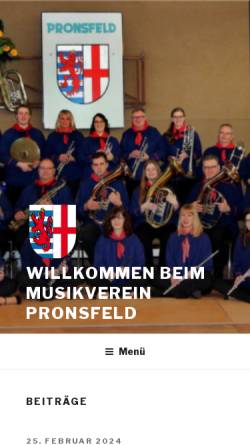 Vorschau der mobilen Webseite www.mv-pronsfeld.de, Musikverein Pronsfeld 1903 e. V.