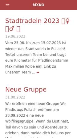 Vorschau der mobilen Webseite www.maxkolbe.de, Pfadfinder Maximilian Kolbe
