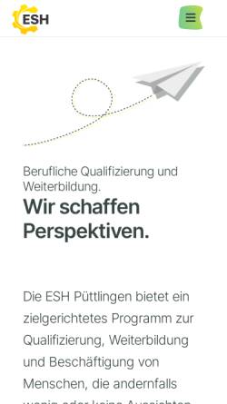 Vorschau der mobilen Webseite www.esh-puettlingen.de, ESH Erwerbslosen-Selbsthilfe e.V.